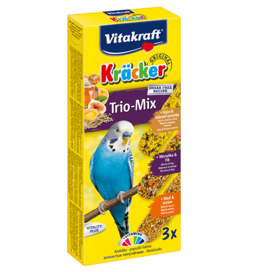 Vitakraft Kracker Trio για Παπαγαλάκια Αυγό, Βερίκοκο & Μέλι 3τεμ Vitakraft Kracker Trio για Παπαγαλάκια Αυγό, Βερίκοκο & Μέλι 3τεμ