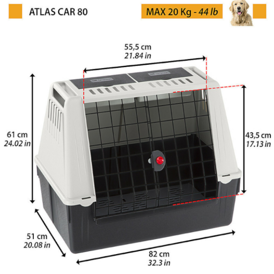 Ferplast Atlas Car 80 Κλουβί Μεταφοράς Σκύλου 82x51x61 εκ.