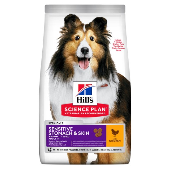 Hill's Science Plan Adult Sensitive Stomach & Skin για Σκύλους με Κοτόπουλο 14kg (11+3kg Δώρο) Hill's Science Plan Adult Sensitive Stomach & Skin για Σκύλους με Κοτόπουλο 14kg (11+3kg Δώρο)